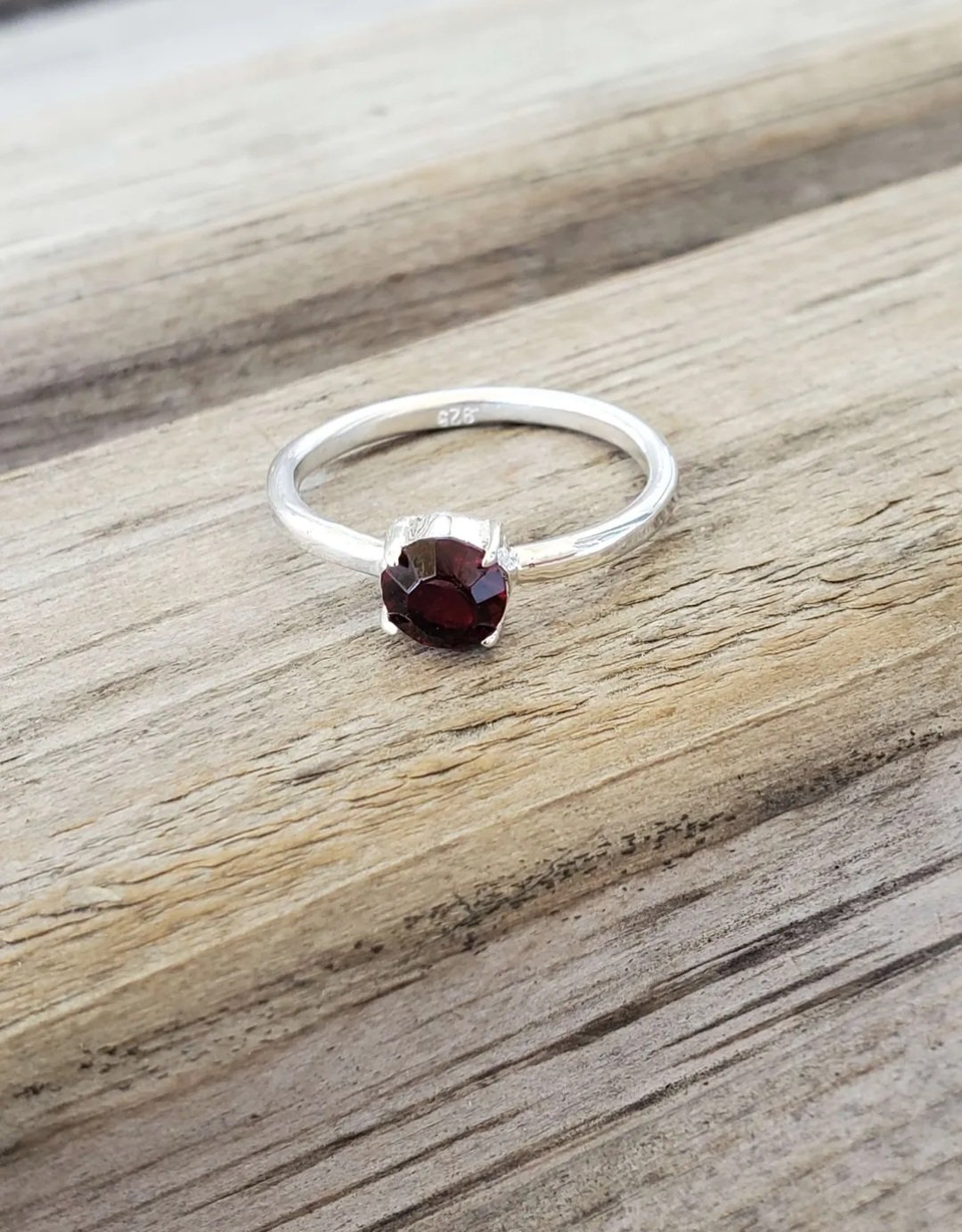 thumbnail image 2 of Natural Garnet Hexagon Ring - 925 Sterling Silver Handmade Jewelry - All Sizes GJ-6 2 of 5