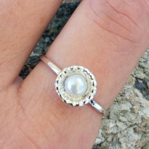 Cultured Pearl Sterling Silver Ring