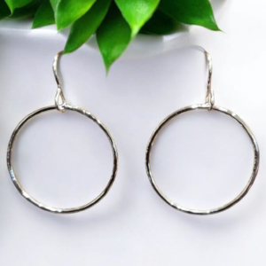 Hammered Sterling Silver Hoop French Wire Earrings